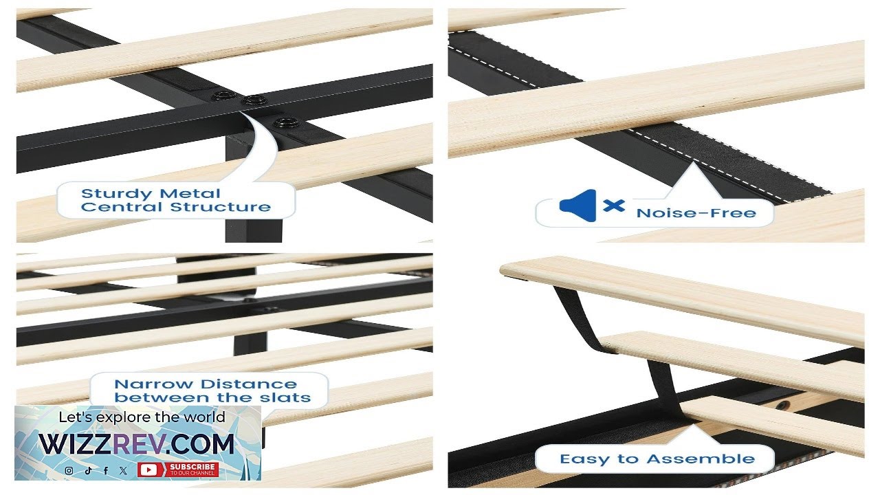 Garvee Floating Queen Bed Frame with LED Lights Upholstered Platform Storage Headboard