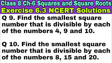 Class 8 Ex 6.3 Q 9 | Q 10 | Chapter 6 | Squares and Square Roots| Exercise 6.3 |Math|NCERT Solutions