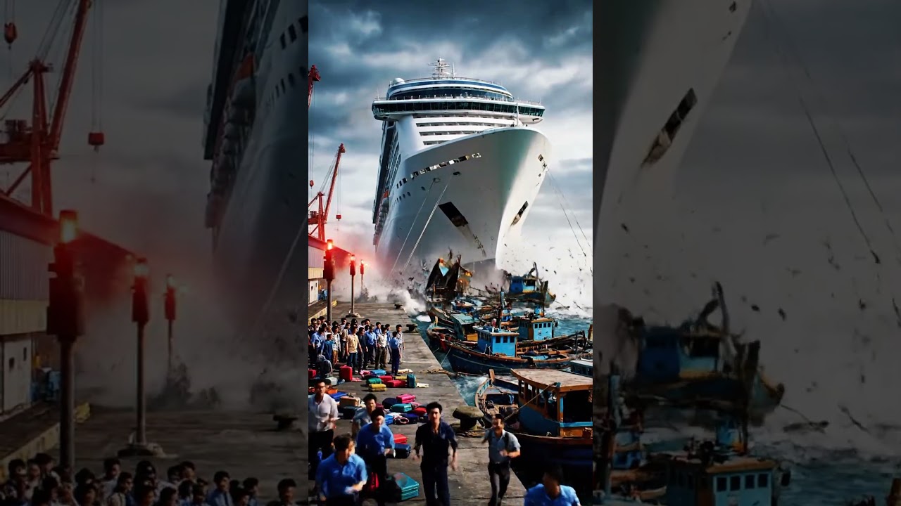 Cruise Ship Loses Control at Port Total Chaos🚢  