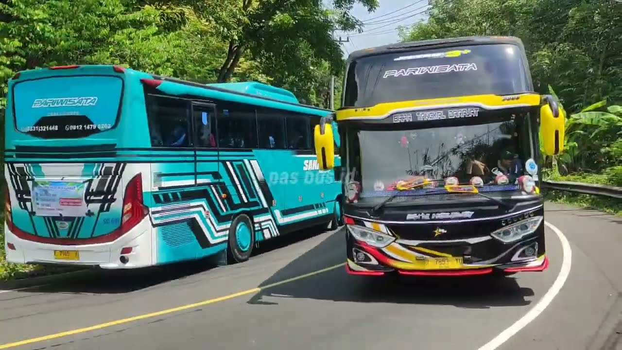 mobil bus telolet Dian holiday dan sahabat berpapasan di tikungan p3r4n6 telolet