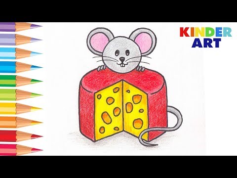 Как нарисовать мышь с сыром цветными карандашами | How to draw cheese & mouse