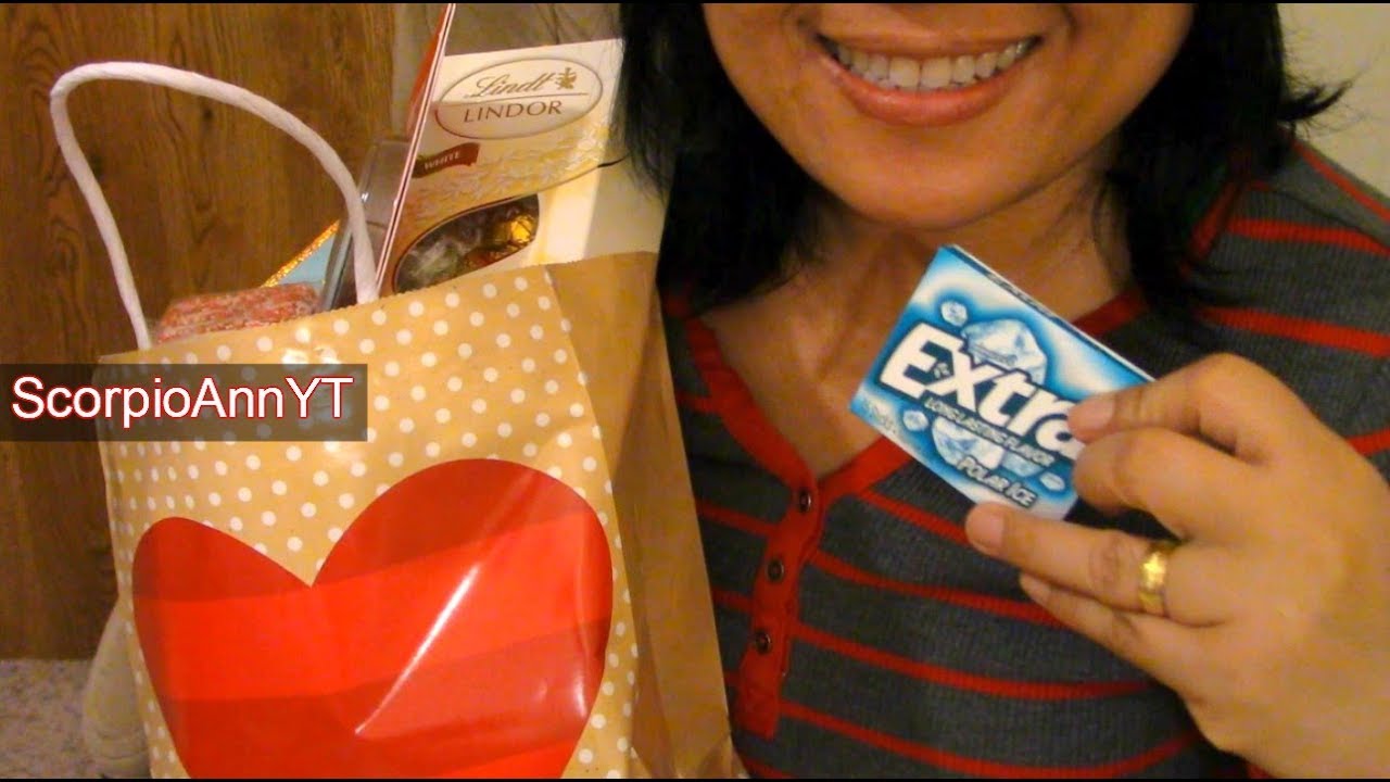 ASMR Chewing Wrigleys Gum and Valentine Gifts Haul from Amazon Fred Meyer and Bi Mart