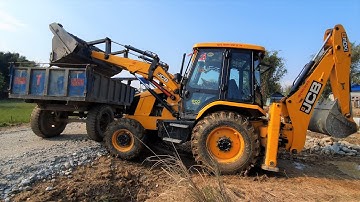 JCB Backhoe Machine Loading Stone in Tractor - JCB Machine Video part 2