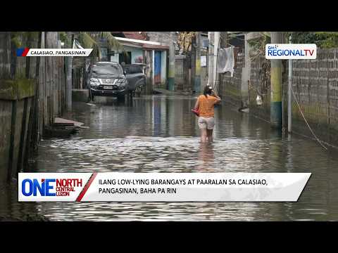 Ilang low-lying barangays at paaralan sa Calasiao, Pangasinan, baha pa rin | One North Central Luzon