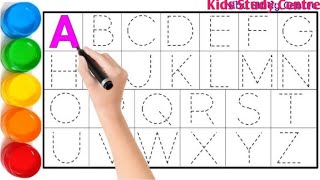 Alphabet, ABC song, abcd, a to z, Kids rhymes, collection for writing along dotted lines for toddler