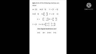 Equal matrices  question with example