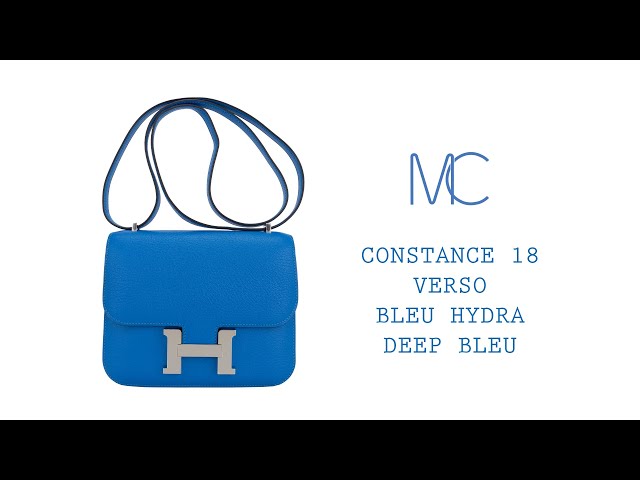 Hermes Constance 18 Verso Bleu Hydra / Deep Bleu Chevre Palladium