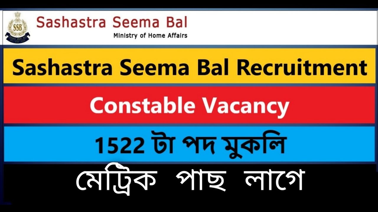1522 Constable Vacancy | Sashastra Seema Bal Recruitment 2020