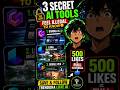 3 Secret AI Tools That Feel ILLEGAL to Know (Full Tutorial at 500 Likes)#ai #aitools #shorts