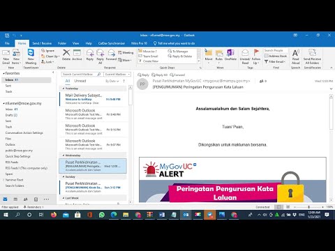MyGovUC 2.0 : Cara setup emel di MS Outlook