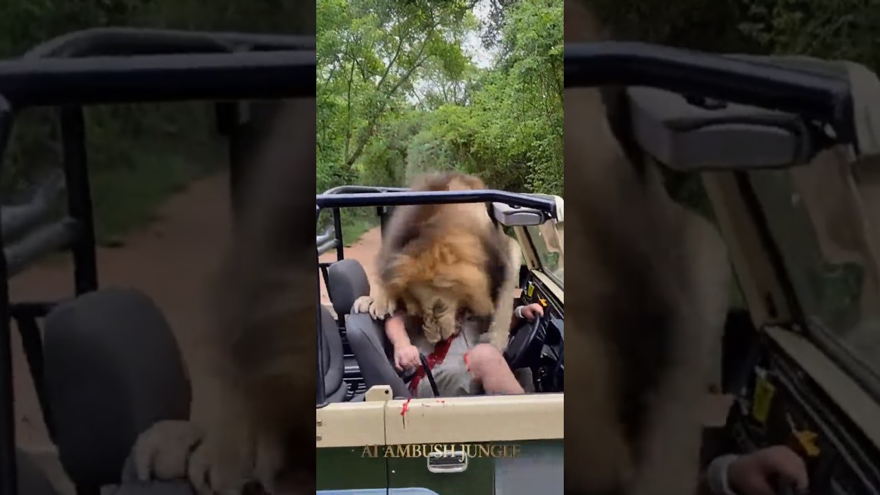 Lion Jumps on Safari Jeep – Tourists Screaming in Panic!