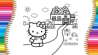 Hello kitty💙Coloring pages for kids🙀🌈✍️#howtodraw #kittycat #paint #artandcraft #likevideo
