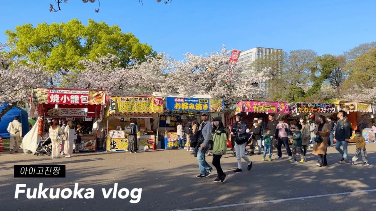 일본 후쿠오카 벚꽃 축제🌸 | 레몬사와 무제한 야키니쿠집, SNS에서 화제인 10엔빵 나도 먹어봤당, 처음 먹어 본 아부리소바🍜, 캐널시티 앞 지하철 개통, 오덕 성지 만다라케