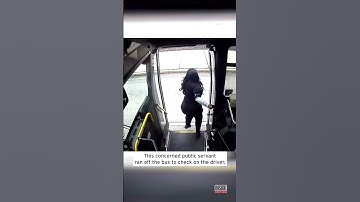 Bus Driver Pauses Route to Help Car Crash Victim #shorts