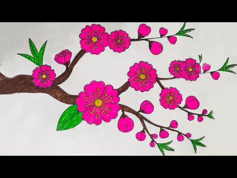 Vẽ hoa đào ngày tết | Cách vẽ hoa đào | Đào tết 2021