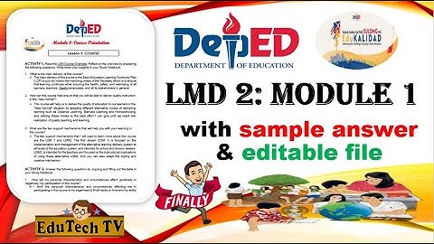 LMD2 MODULE1 FOR TEACHERS | Activity solved with SAMPLE ANSWERS