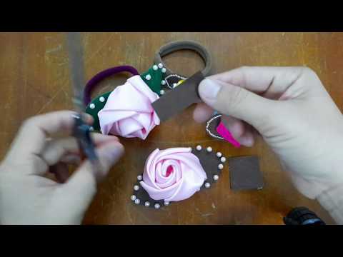 Làm thun buộc tóc hoa hồng / Elastic hair band rose