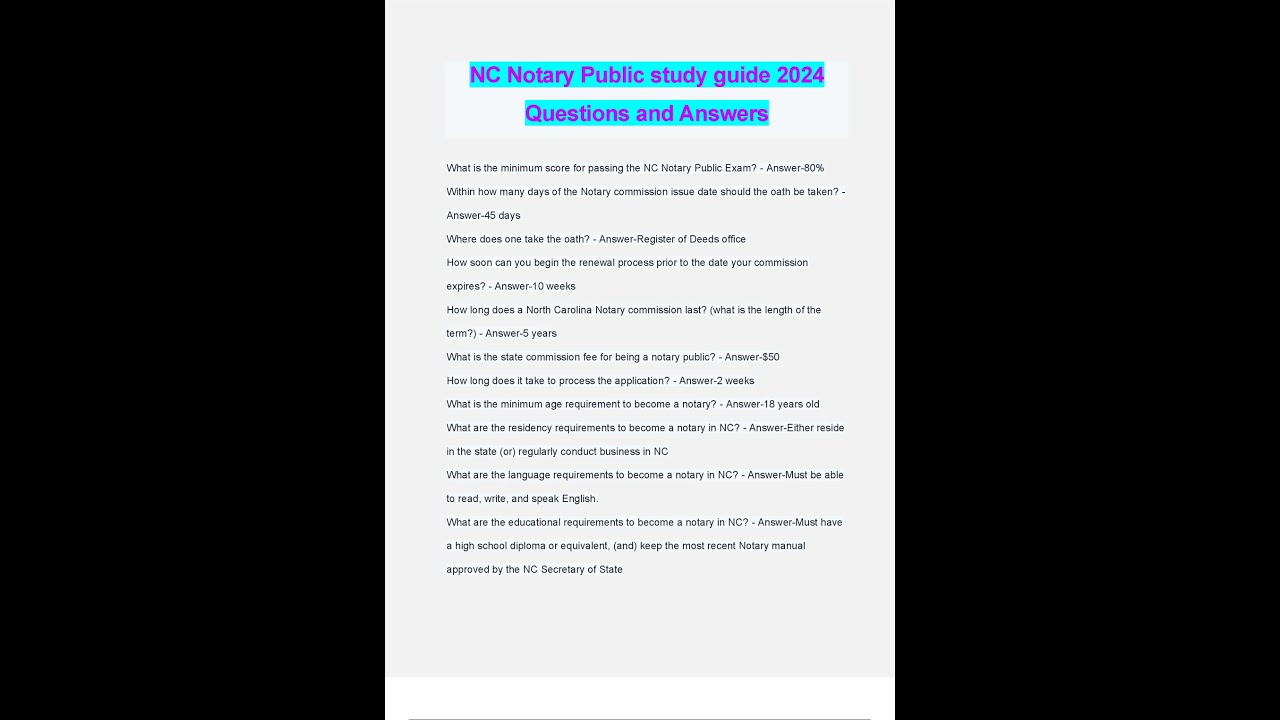 NC Notary Public study guide 2025 Questions and Answers