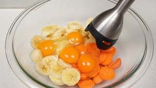 Schlagen Sie die Bananen mit Karotten und Eiern und Sie werden mit dem Ergebnis zufrieden sein