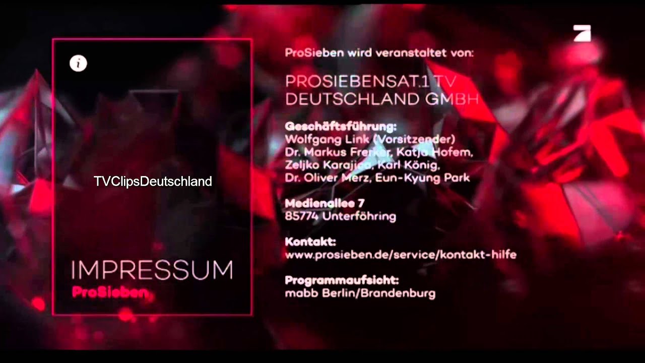 Prosieben Impressum (2015)