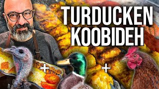 Turducken Koobideh Kabob for USA Thanksgiving کباب کوبیده بوقلمون+اردک+مرغ برای عید شکرگزاری آمریکا
