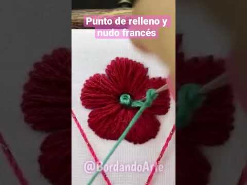 Punto De relleno y nudo francés #bordandoarte #embroidery #stitching #bordadofantasia #bordadoamano