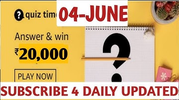 Amazon Quiz Answers Today | Win 20000 Amazon Pay Balance | 4 June 2021  | Amazon Daily Quiz Answers