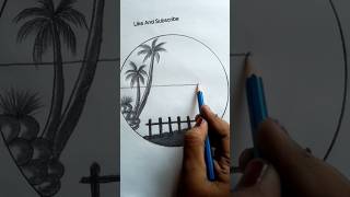 Beautiful Village Drawing Inside a Circle|Easy Scenery Art for Beginners