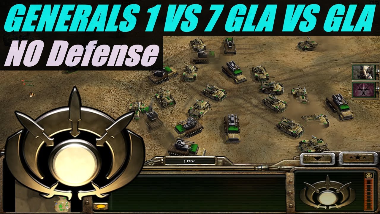 Генералы C&C _1 против 7 жестоких армий без защиты 1 GLA против 7 GLA (Сумеречное пламя)