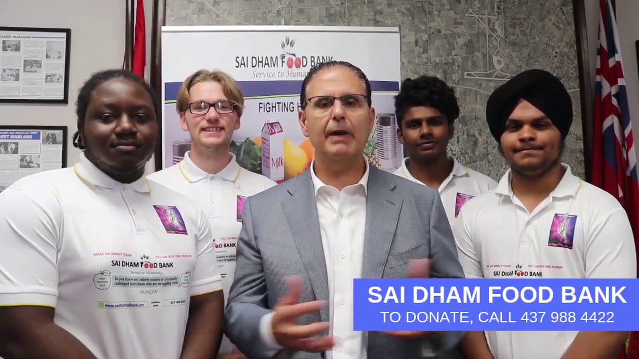 MPP Rudy Cuzzetto with Volunteers for the Sai Dham Food Bank YouTube