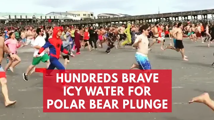 Beachgoers brave icy waters for annual Polar Bear Plunge
