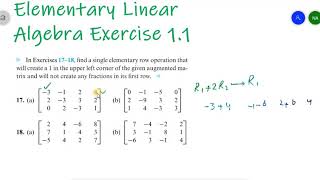 How to use elementary row operation || Exercise1.1 chapter 1 elementary linear algebra