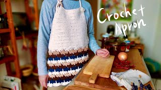 ダイソーバルキーコットンヤーンでエプロン編みました　かぎ針編み　crochet