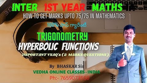 Hyperbolic functions,TRIGONOMETRY, IMPORTANT VSAQ