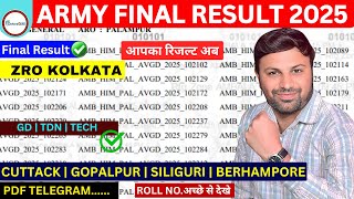 Good News🥰Army ZRO KOLKATA Final Merit List out | Army Final Result Out 2025 | Army ARO Wise Post ?