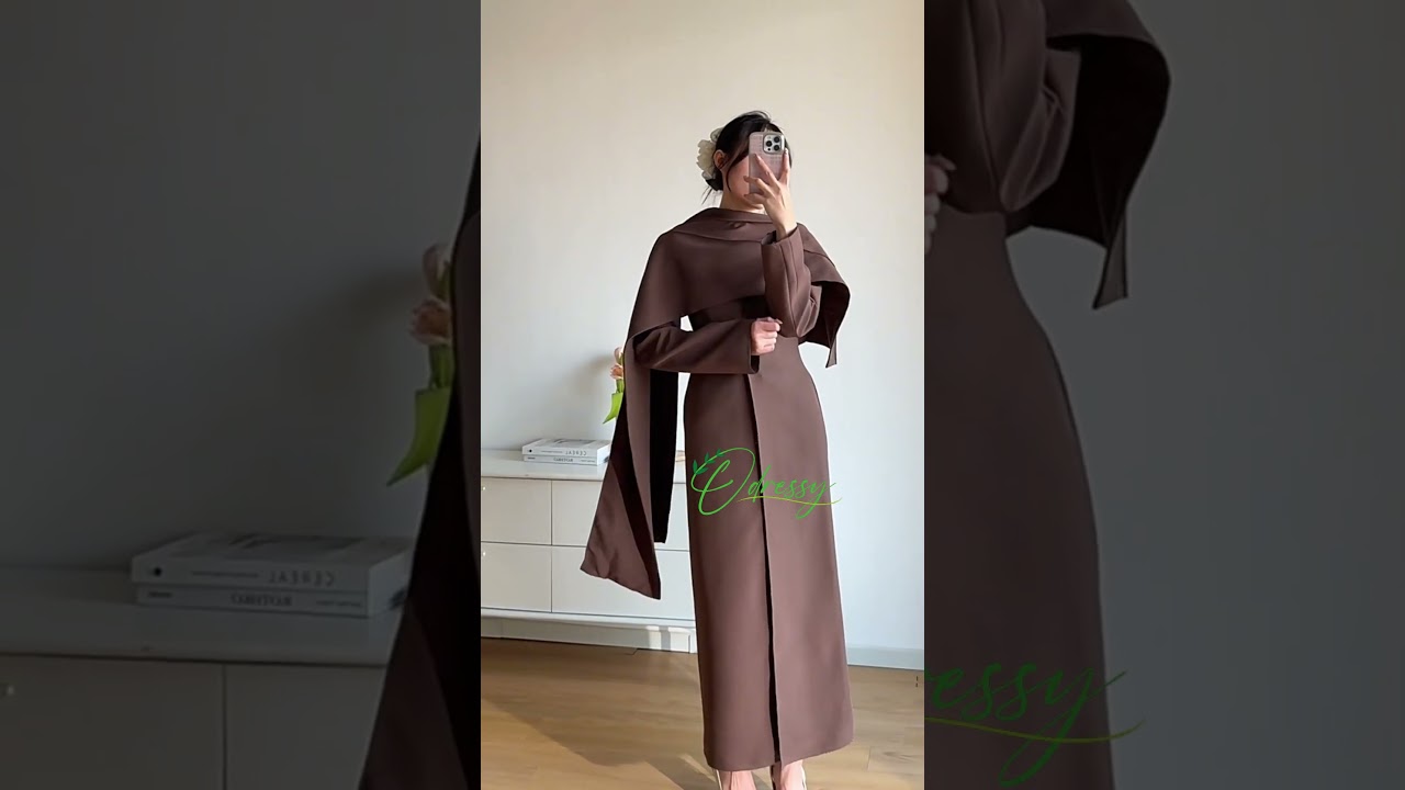 Brown Long Coat Dress | Brown Special Occasion Dresses Supplier