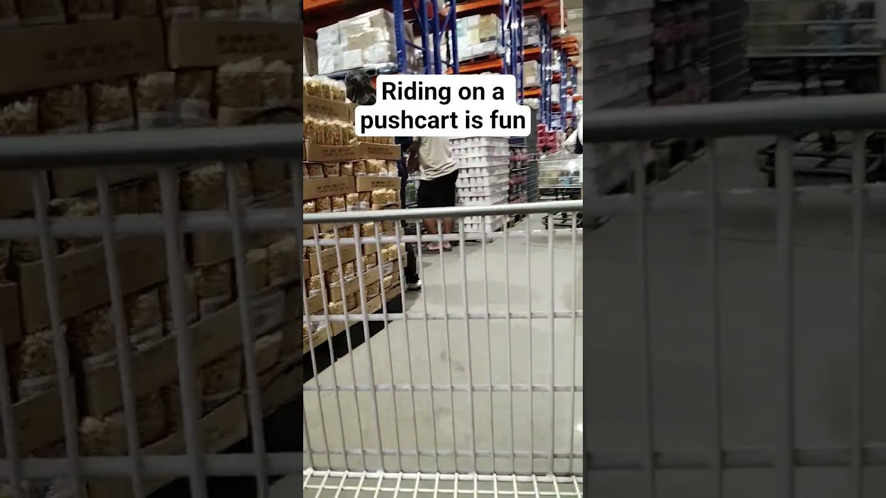 Riding on a pushcart is fun