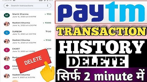 paytm transaction history delete kaise kare || how to delete paytm transaction history