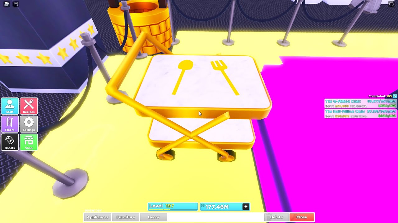 getting a luxury sliverware tray in roblox my restaurant