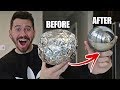 GIANT MIRROR POLISHED JAPANESE ALUMINUM FOIL BALL CHALLENGE!! *How To Make Japanese Foil Ball*
