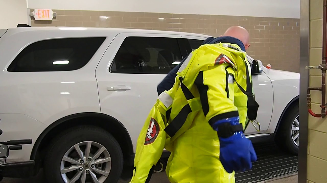 Fargo Fire Department water rescue suit - YouTube
