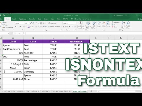 ISTEXT and ISNONTEXT Formulas in Excel - How to Check for Text Values | Raj Computers | Raj Sir
