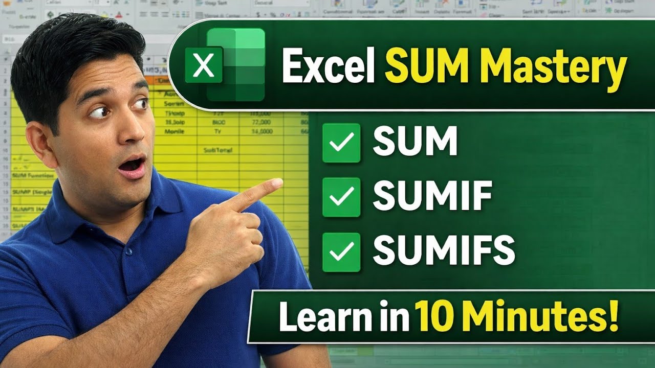 Learn Excel SUM, SUMIF, SUMIFS in 10 Minutes | Complete Tutorial#excel ...