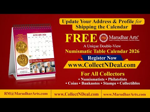 Free Numismatic Table Calendar for new Registering USER till 31 Dec 2025 on https://collectndeal.com
