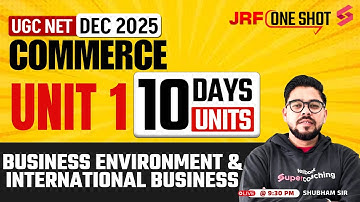 UGC NET Commerce Unit 1 | Business Environment & International Business UGC NET By Shubham Sir