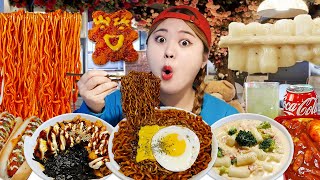 ASMR Mukbang 만화방 만화카페 분식 먹방! Korean comic book cafe Tteokbokki & Noodles & Fried chicken | HIU 하이유