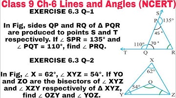 Ch 6 Ex 6.3 Q 1 || Q 2 class 9 || Lines and Angles || NCERT Mathematics ||