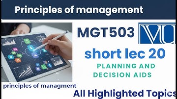 MGT503 Short Lecture 20 | Planning Tools, SWOT Analysis & Forecasting | Final Term Preparation
