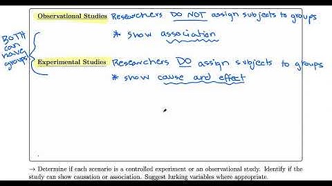 Observational vs Experimental Studies 1 of 2