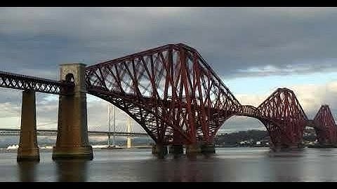 Early Winter Railway Bridge Firth Of Forth On Visit To South Queensferry Scotland